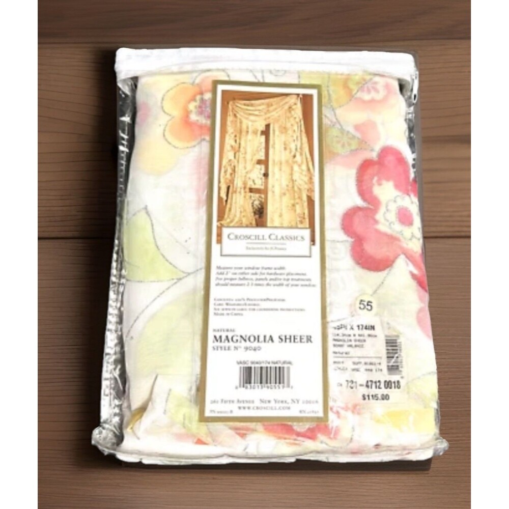 Croscill Classics Magnolia Ruffled Scarf Valance Floral 45" x 174" - Picture 2 of 4